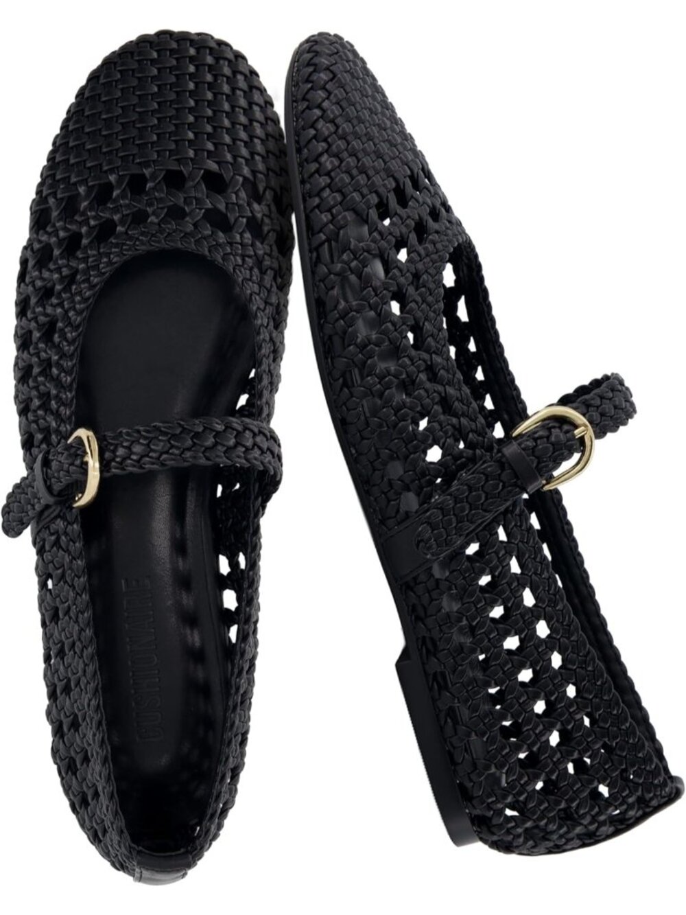 Women's Flats with Adjustable Strap – Comfortable Mary Jane Ballet Black Flats